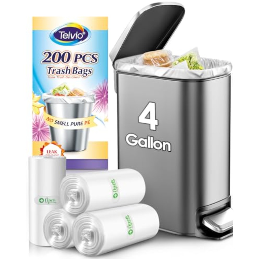 Home Bathroom Trash Can - Small Trash Bags 4 Gallon 200