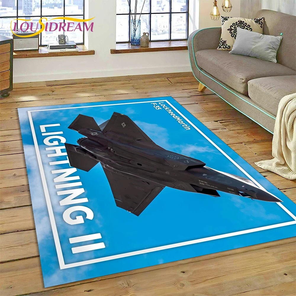 Jet Home Bathroom Mats - 3D Air Force Jet Fighter Spitfire