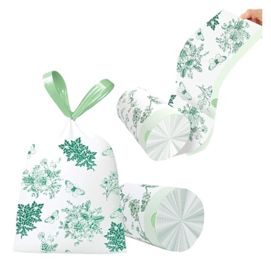 Home Bathroom Trash Can - 60pcs 4 Gallon Trash Bags Drawstring