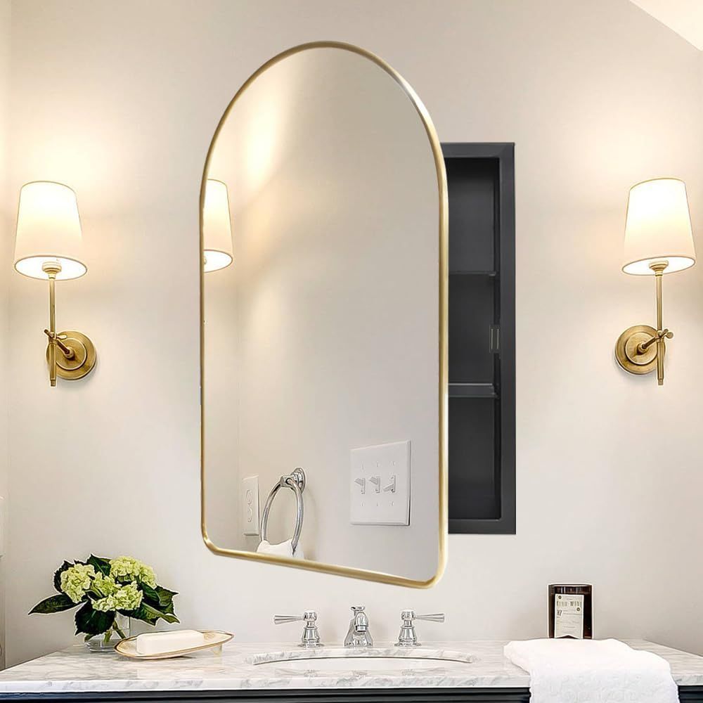 Home Bathroom Cabinets - Arched Medicine Cabinet with Mirror,Reced Medicine