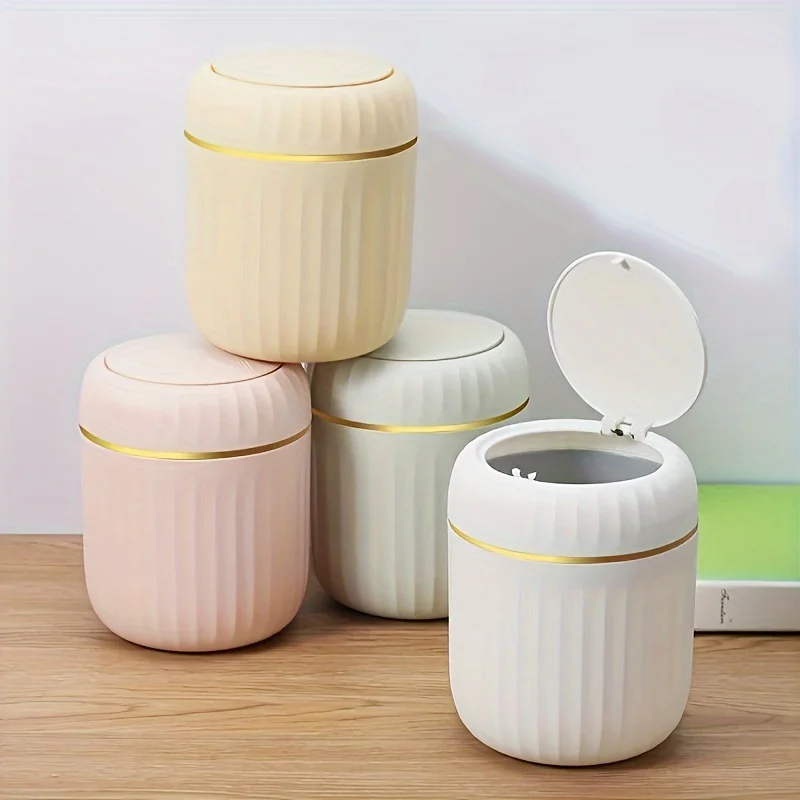 Mini Desktop Trash Can with Li - Home Bathroom Trash Can review and price
