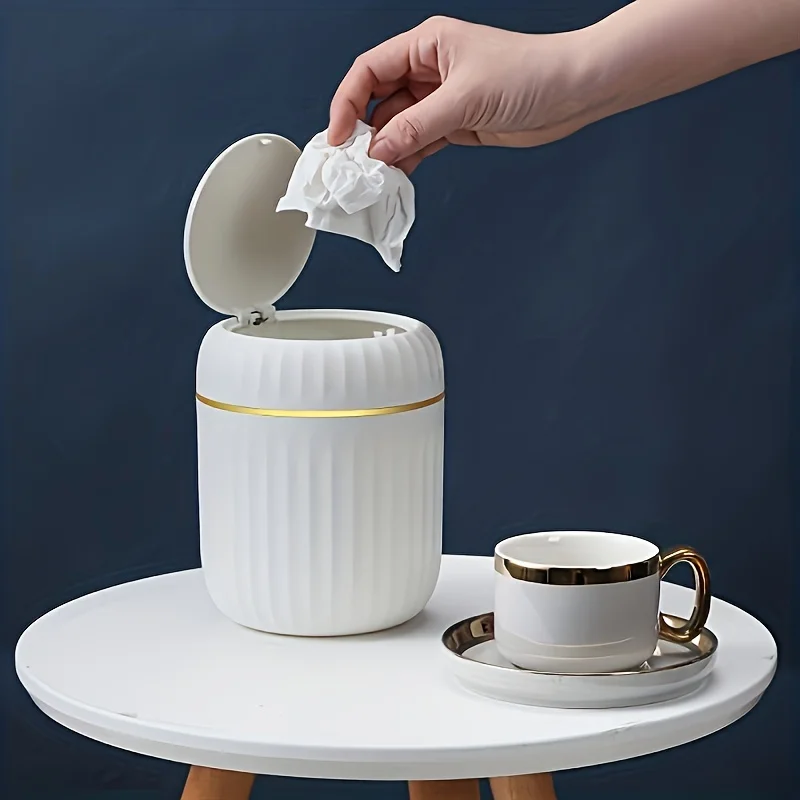 Mini Desktop Trash Can with Li - Home Bathroom Trash Can review and price