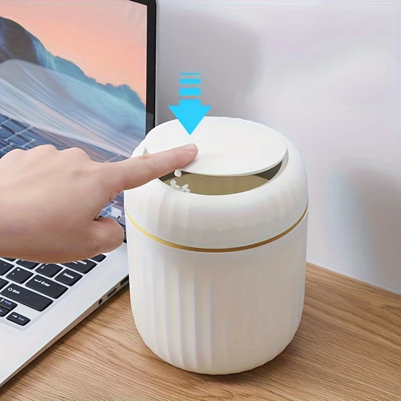 Mini Desktop Trash Can with Li - Home Bathroom Trash Can review and price