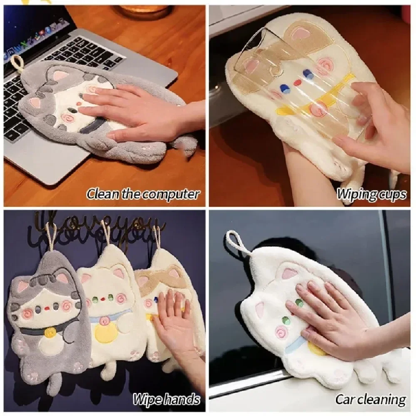 Cute Cat Hand Towel Quick Dryi - Home Bathroom Supplies review and price