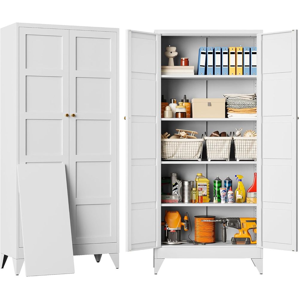White Tall Metal Storage Cabin - Home Bathroom Cabinets review and price