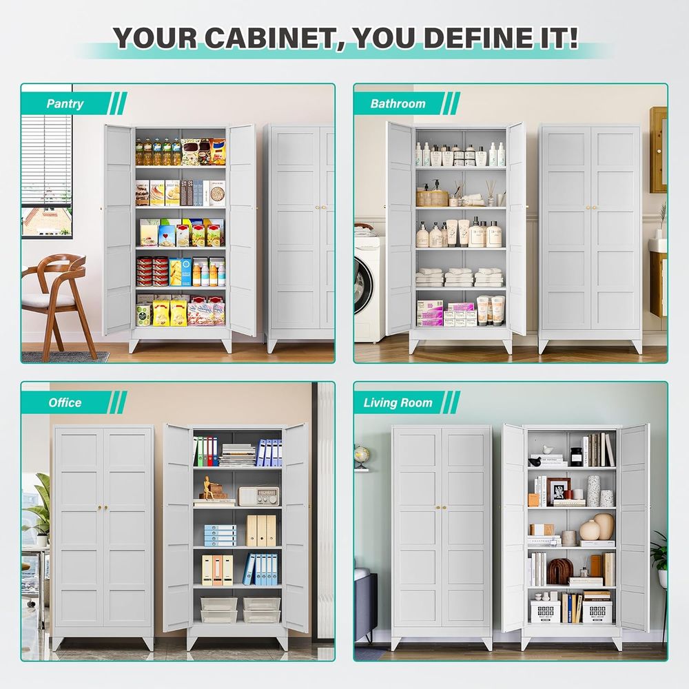 White Tall Metal Storage Cabin - Home Bathroom Cabinets review and price