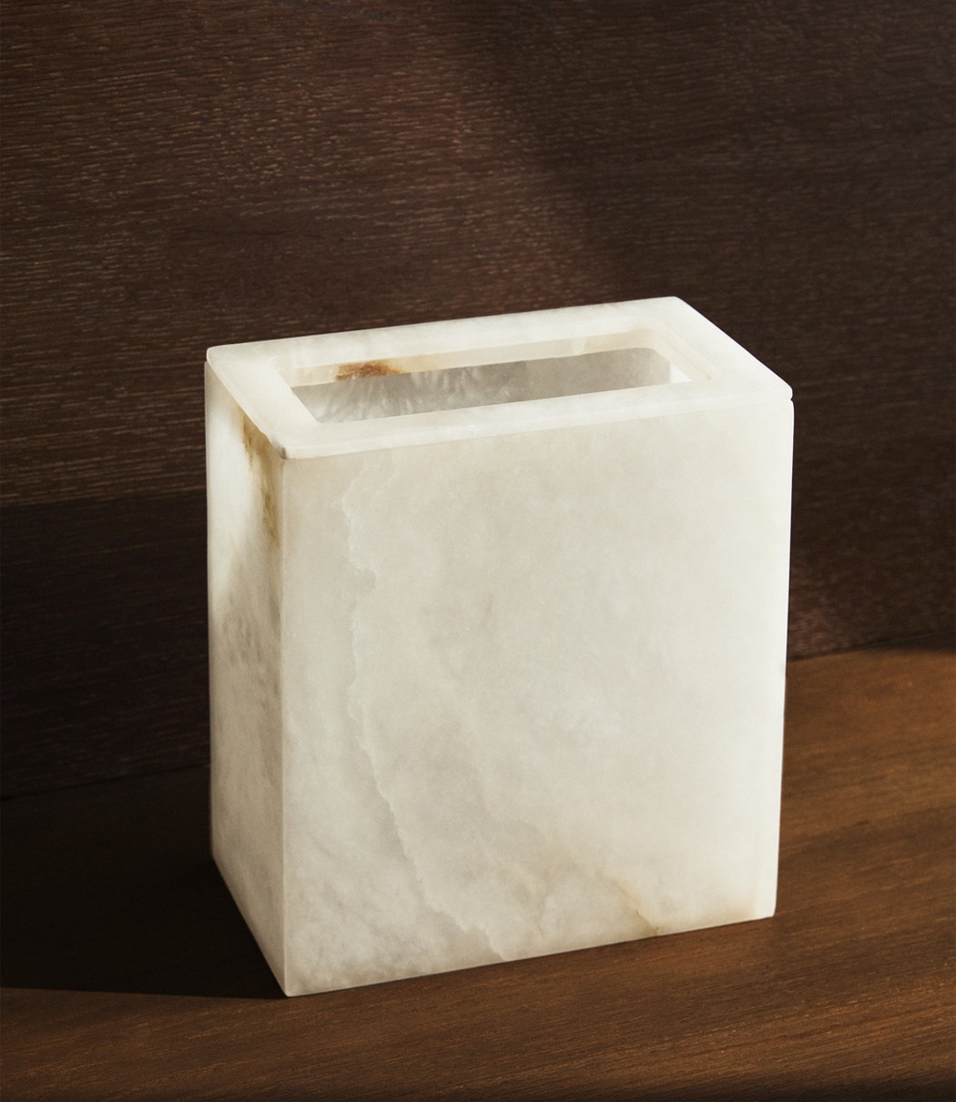 Natural Stone Snowflake Gypsum - Home Bathroom Trash Can review and price