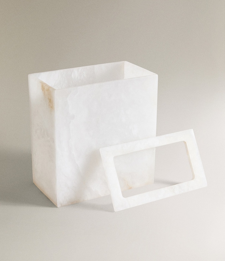 Natural Stone Snowflake Gypsum - Home Bathroom Trash Can review and price