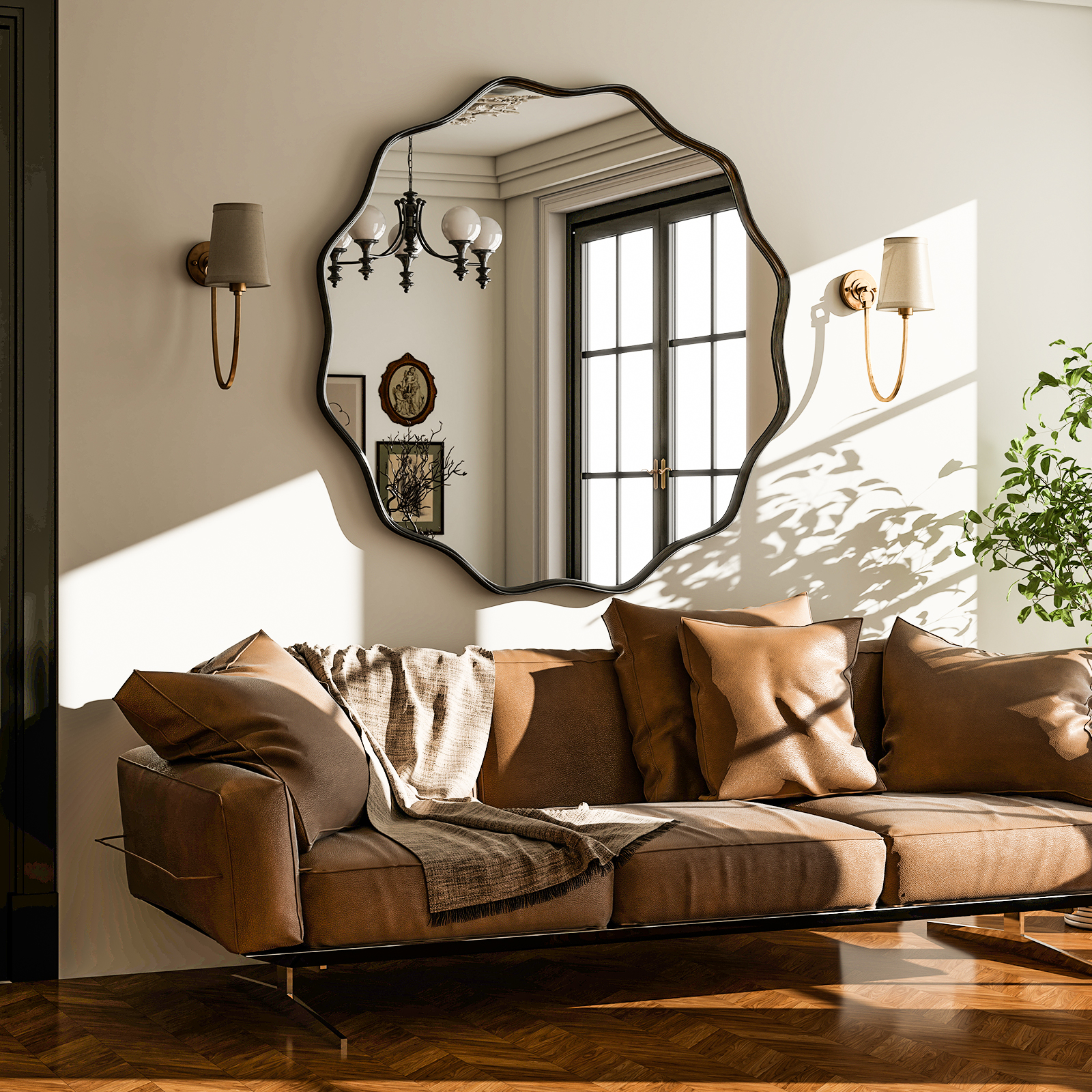 Wavy Round Bathroom Mirror Dec - Home Bathroom Cabinets review and price
