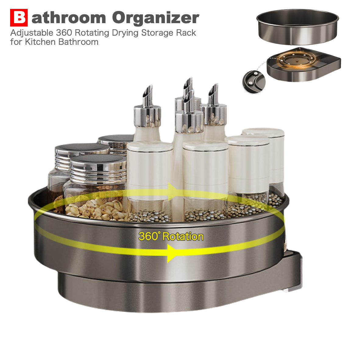 No Drilling 360°Rotate Stainle - Home Bathroom Scene review and price