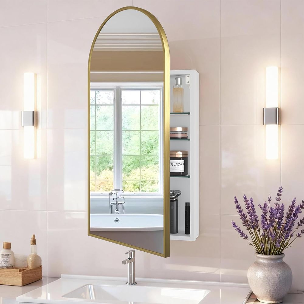 Luxurious Arched Gold Bathroom - Home Bathroom Cabinets review and price