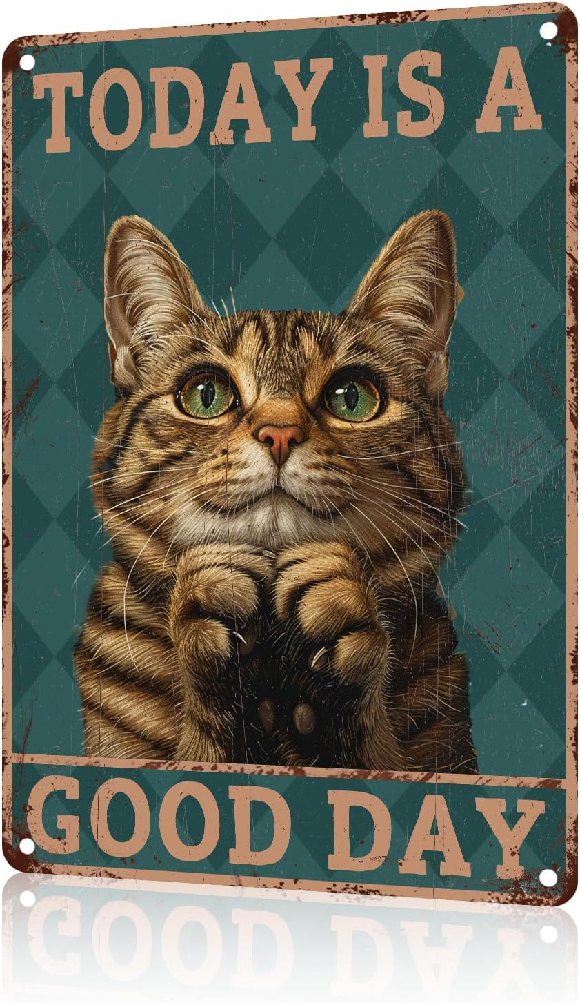 Cat Metal Tin Sign Home  Life  - Home Goods Bathroom Decor review and price