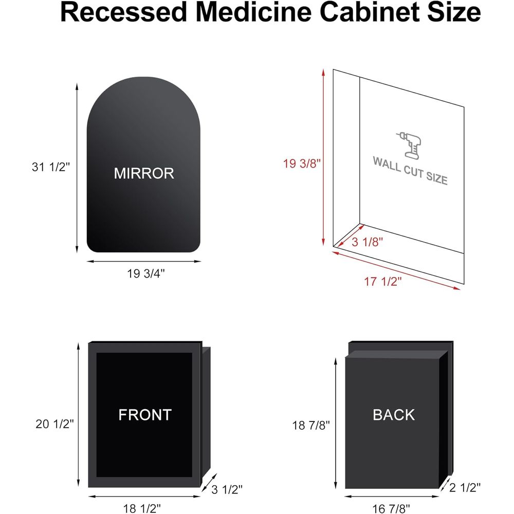 Arched Medicine Cabinet with M - Home Bathroom Cabinets review and price