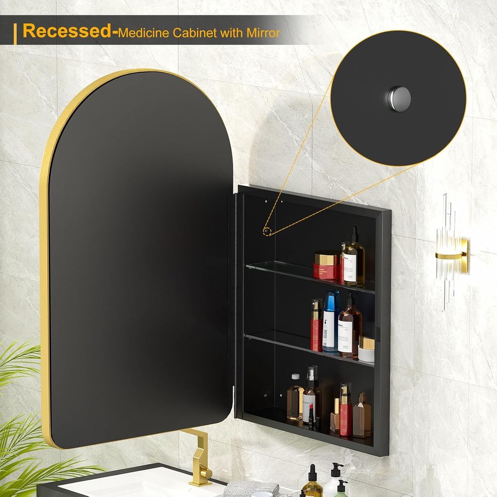 Arched Medicine Cabinet with M - Home Bathroom Cabinets review and price