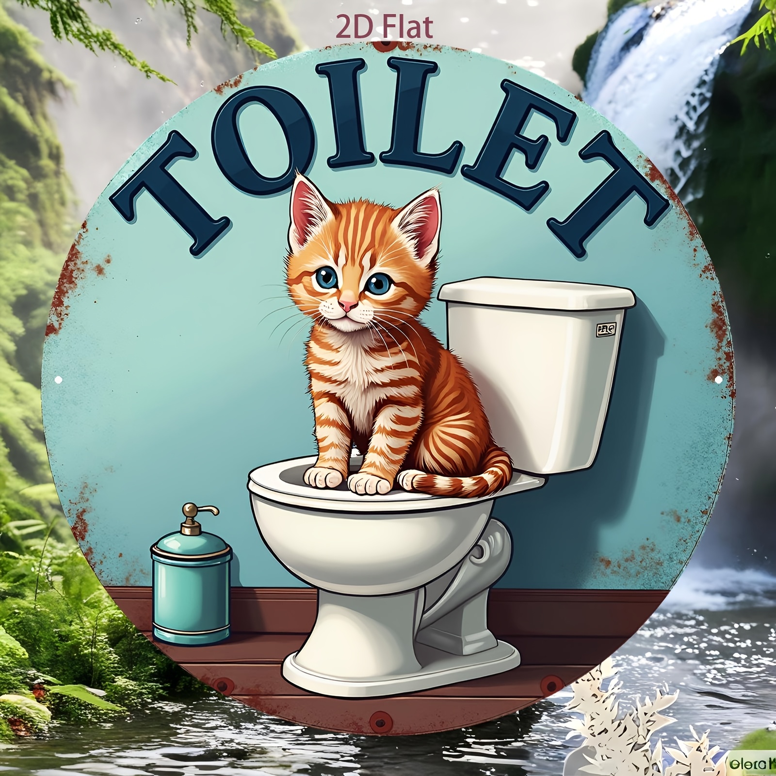 Aluminum Sign, Cute Cat Toilet - Home Bathroom Scene review and price