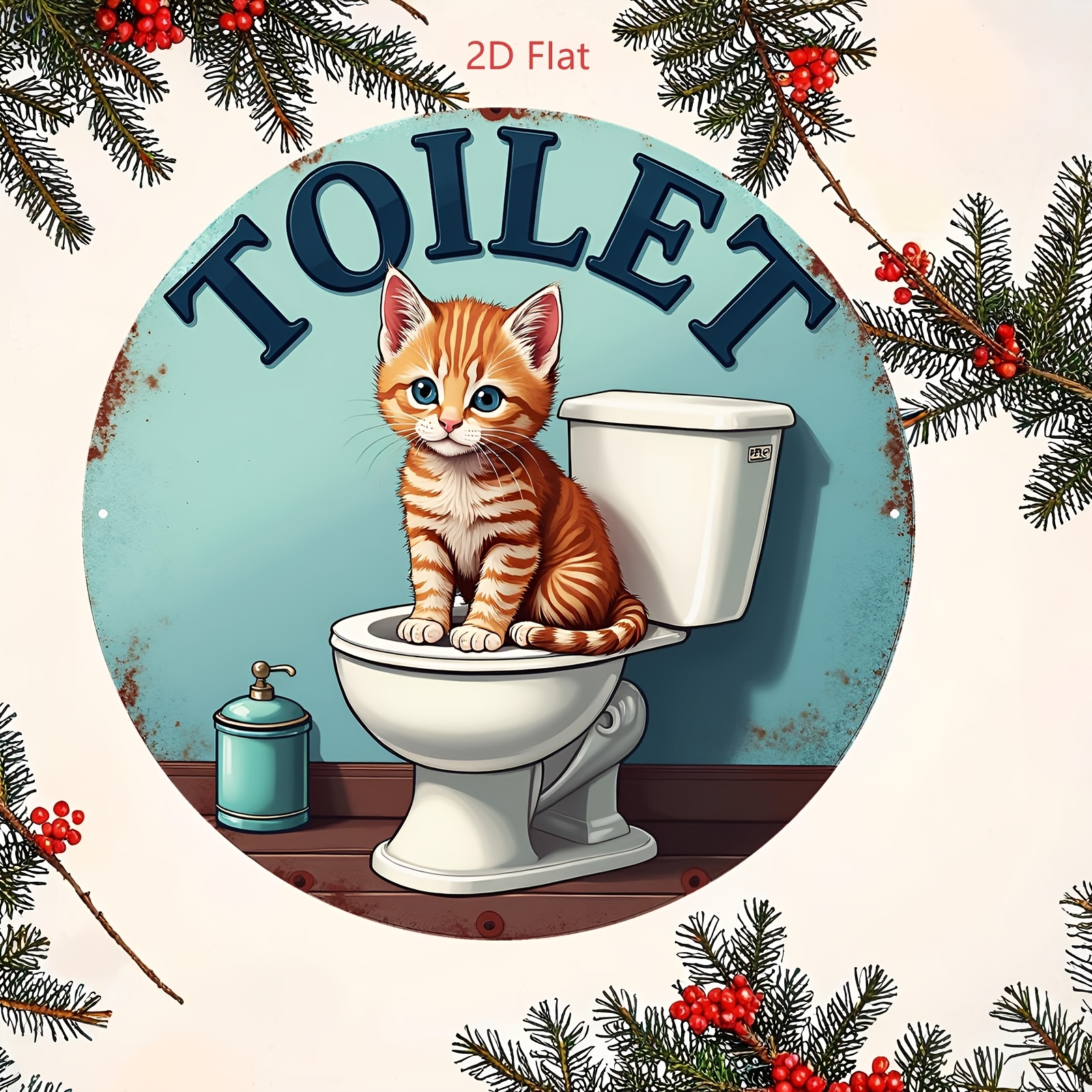 Aluminum Sign, Cute Cat Toilet - Home Bathroom Scene review and price