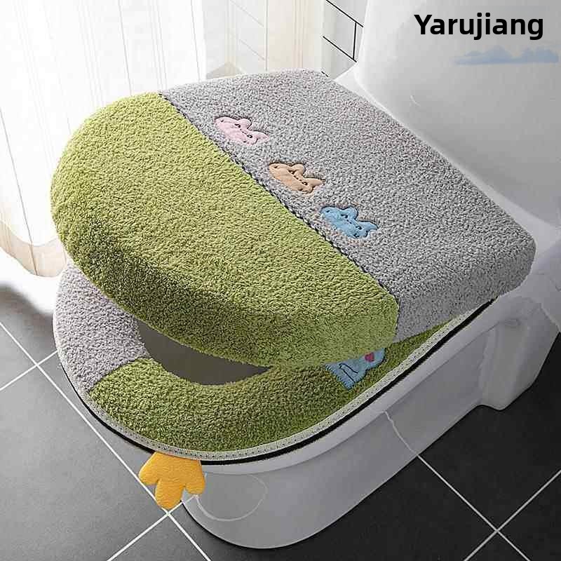 Thick Plush Toilet  Cover Set  - Home Bathroom With Two Toilets review and price