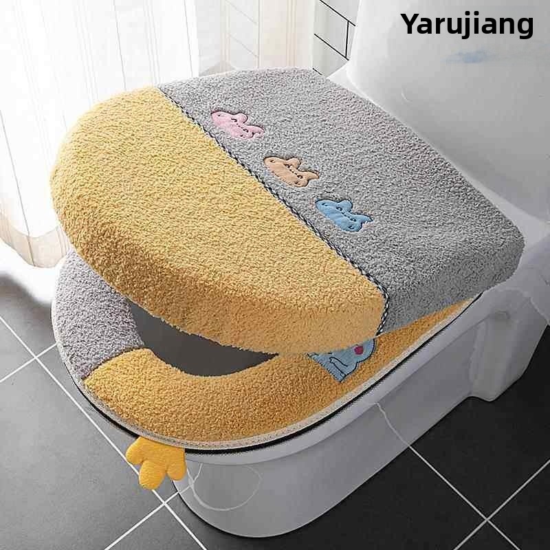 Thick Plush Toilet  Cover Set  - Home Bathroom With Two Toilets review and price