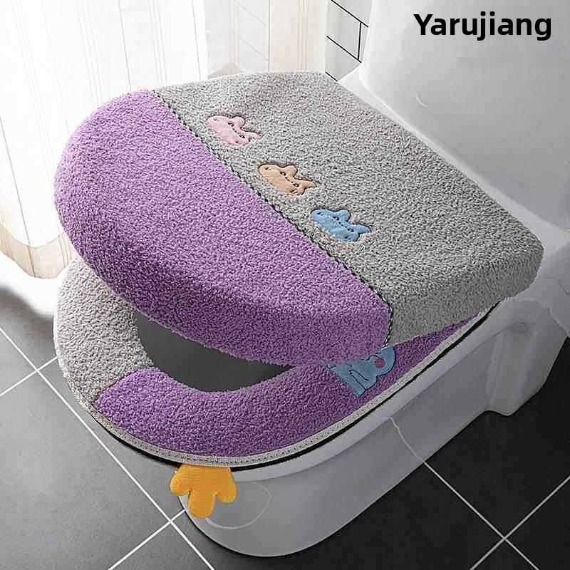 Thick Plush Toilet  Cover Set  - Home Bathroom With Two Toilets review and price