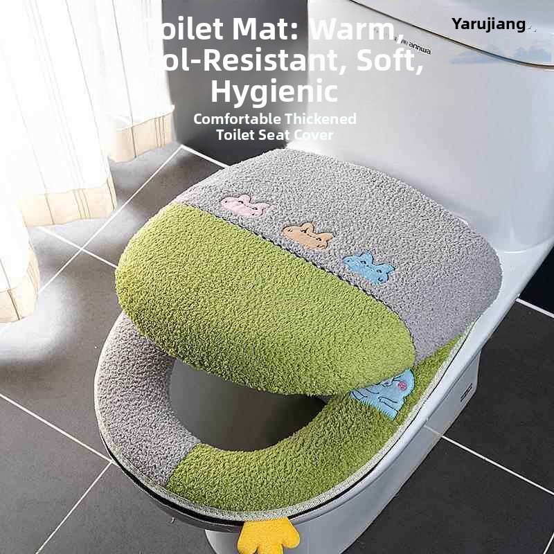 Thick Plush Toilet  Cover Set  - Home Bathroom With Two Toilets review and price