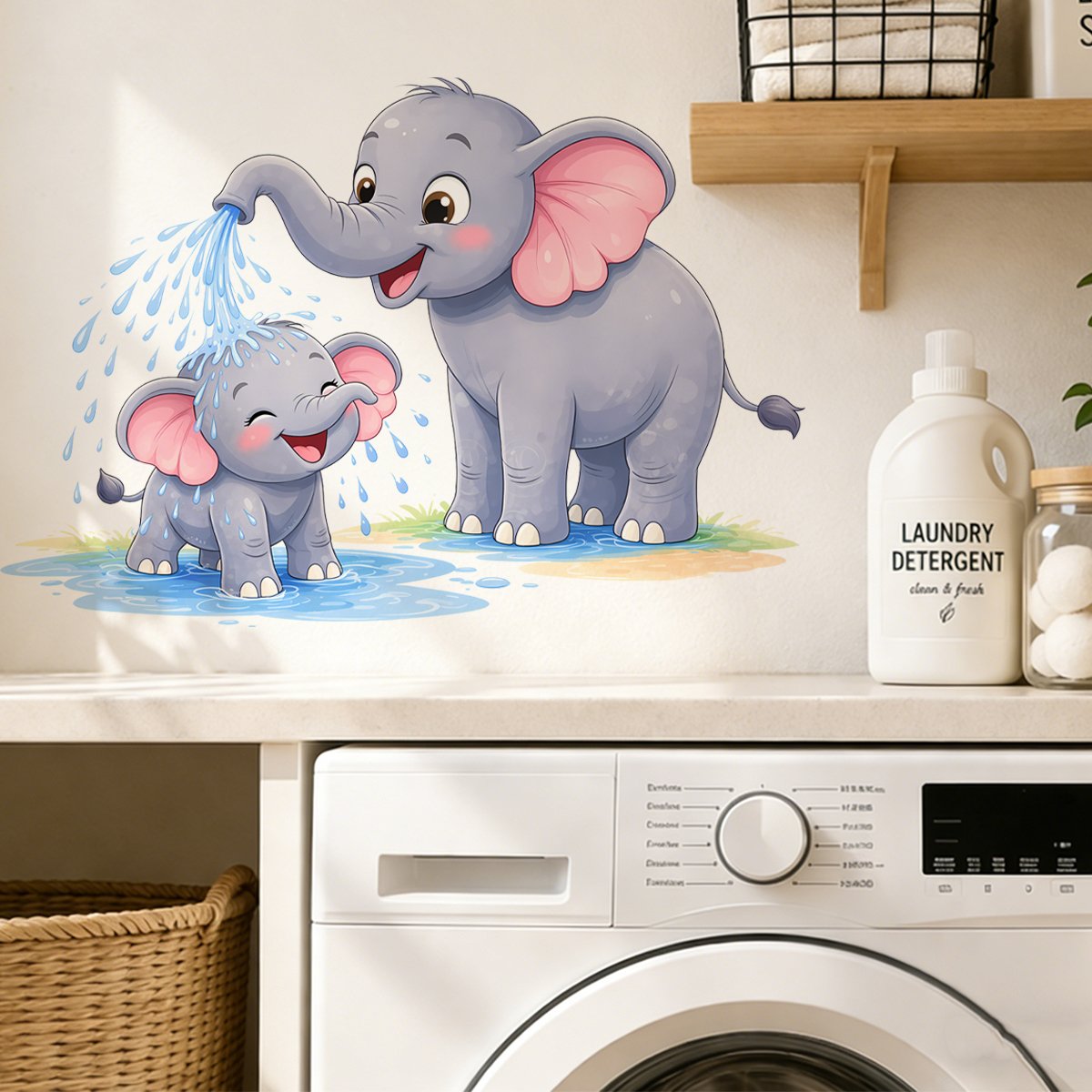 New Cartoon Elephant Wall Stic - Home Bathroom Scene review and price