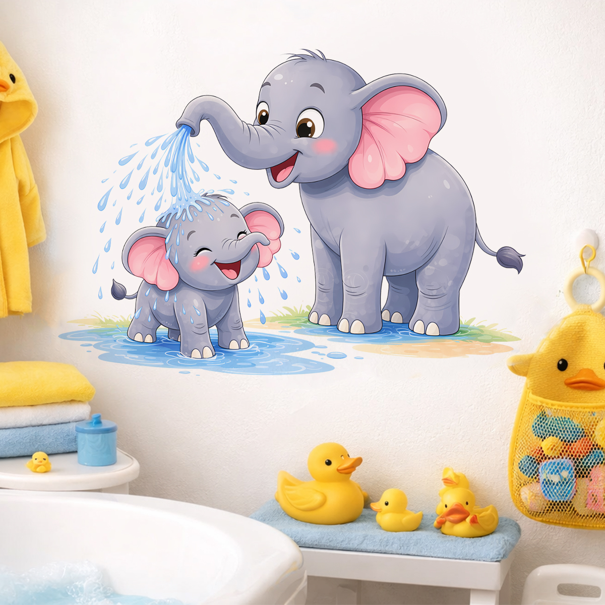 New Cartoon Elephant Wall Stic - Home Bathroom Scene review and price