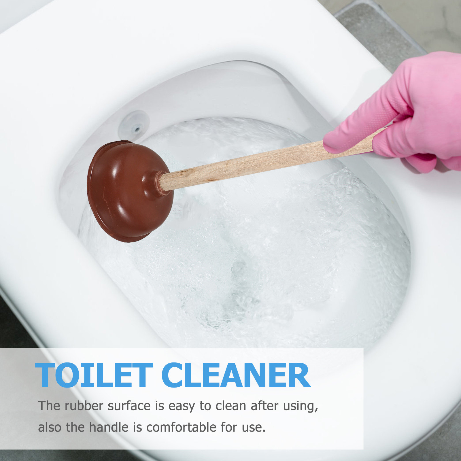 Wooden Rubber Toilet Plunger C - Home Bathroom Supplies review and price