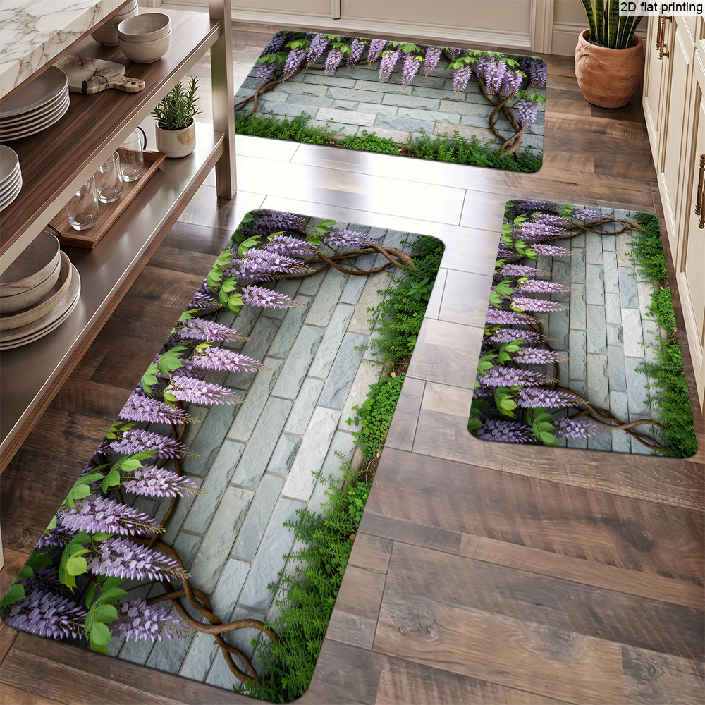 2D Flat Printed Wisteria Flowe - Home Kitchen Bathroom Cleaning review and price