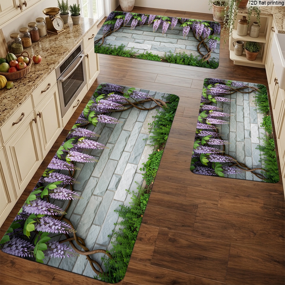 2D Flat Printed Wisteria Flowe - Home Kitchen Bathroom Cleaning review and price