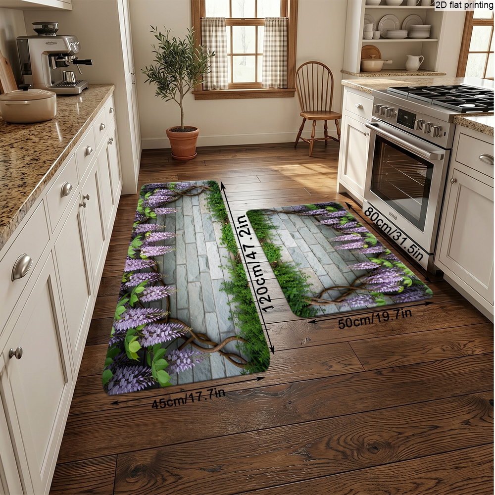 2D Flat Printed Wisteria Flowe - Home Kitchen Bathroom Cleaning review and price